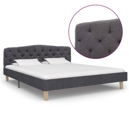 vidaXL Cadre de lit Gris foncé Tissu 140 x 200 cm