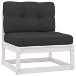 vidaXL Salon de jardin 7 Pièces avec coussins Blanc Bois de pin massif