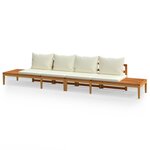 vidaXL Bancs de jardin avec coussins blanc crème 2 Pièces Bois d'acacia