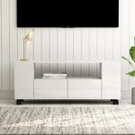 vidaXL Meuble TV Blanc brillant 120x35x48 cm Bois d'ingénierie