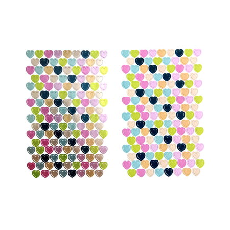 Loisirs créatifs - 4 planches gommettes - pastels et métal - forme : coeurs