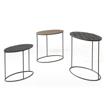 Rousseau Ensemble de tables d'appoint 3 Pièces Tanto Métal Noir et doré