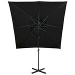 vidaXL Parasol déporté à double toit 250x250 cm Noir