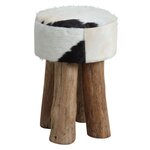 Tabouret rond en peau de vache