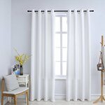 vidaXL Rideau occultant et anneaux en métal 2Pièces Blanc cassé 140x245cm