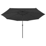vidaXL Parasol d'extérieur avec LED et mât en métal 400 cm Noir