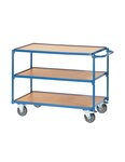 (CHARIOT PLATEAUX BOIS) Chariot en bois 300 KG 2 plateaux poignée verticale 1000 x 600 x 820mm