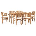 vidaXL Ensemble à dîner de jardin 7 Pièces avec coussins Teck solide