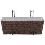 vidaXL Jeu de jardinières de balcon Trapèze Rotin 50 cm 2 Pièces Marron
