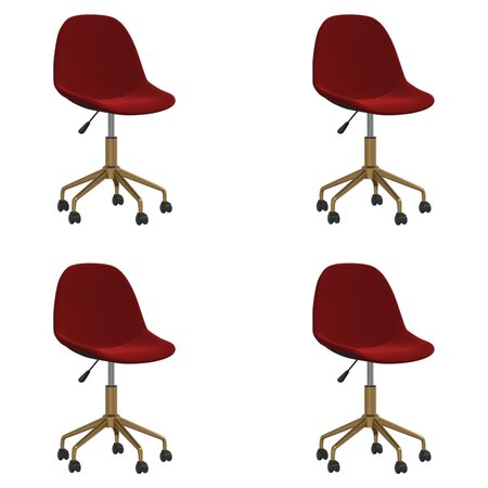 vidaXL Chaises à dîner pivotantes 4 Pièces Rouge bordeaux Velours