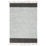 vidaXL Tapis Chindi tissé à la main Cuir 160x230 cm Gris clair et noir