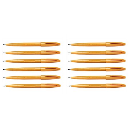Stylo feutre sign pen s520-y pointe moyenne ocre x 12 pentel arts